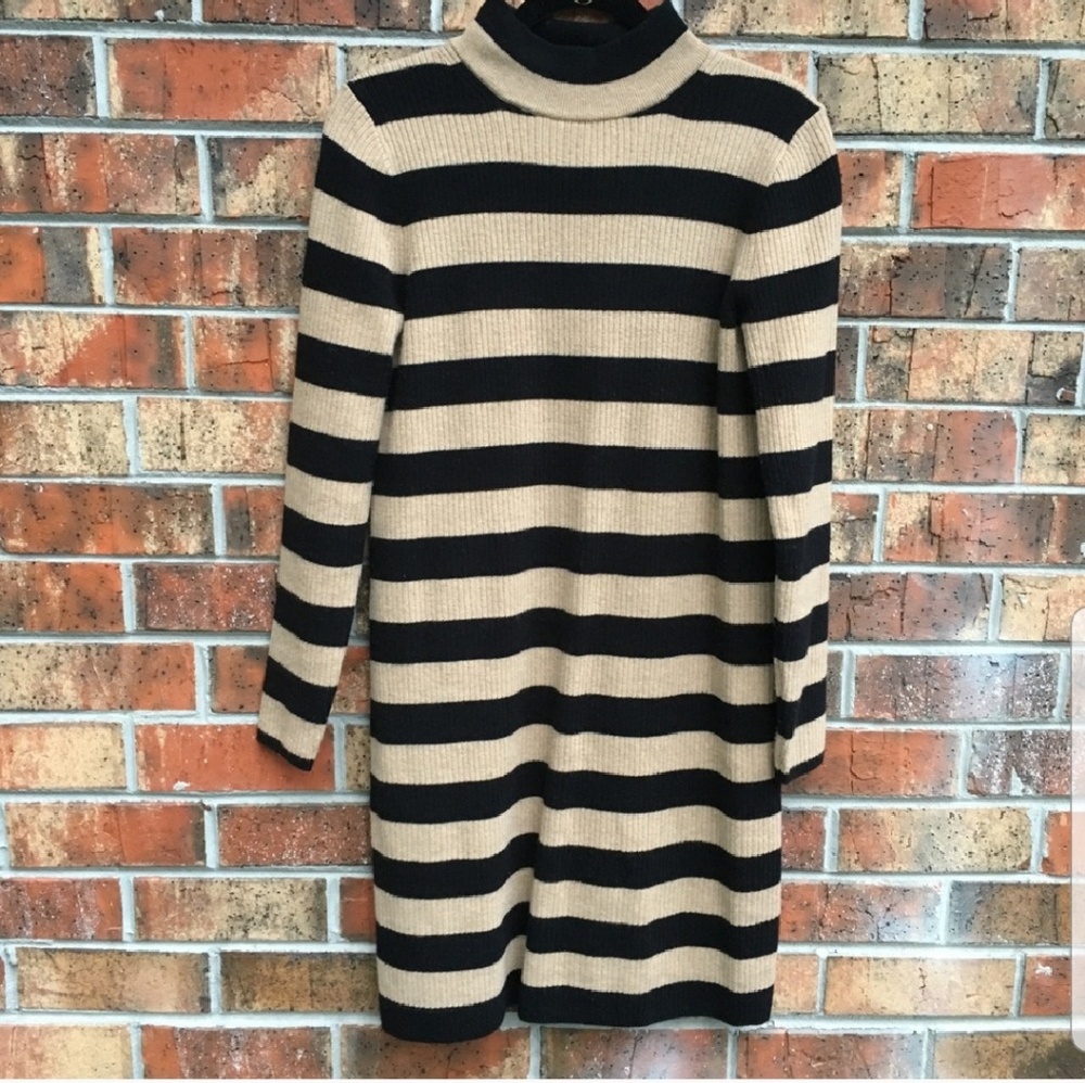 J Crew black and tan sweater dress
